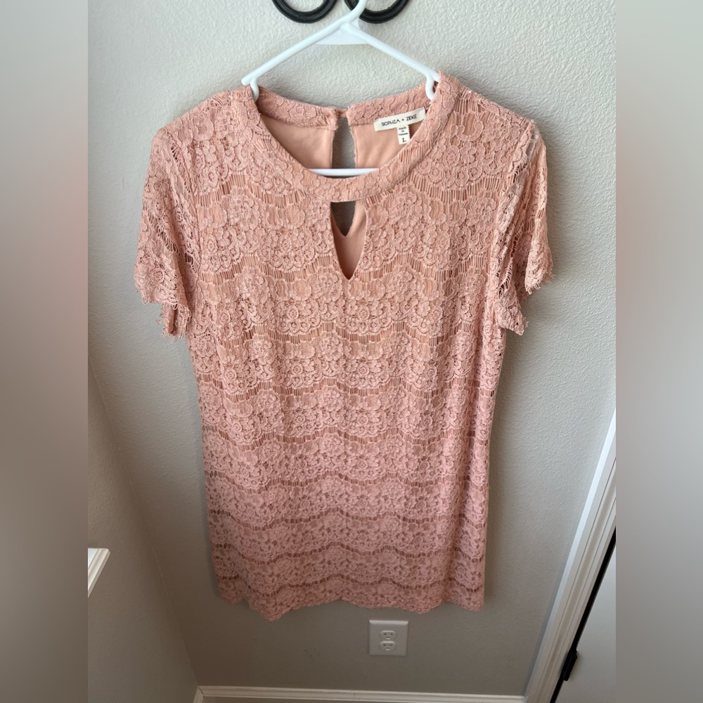 Sophia + Zeke pink lace dress